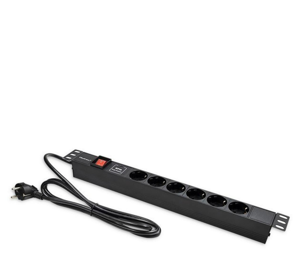 QOLTEC PDU do RACK 19" | 1U | 16A | 6xSchuko | 1.8m 54601 - 1257493 - zdjęcie